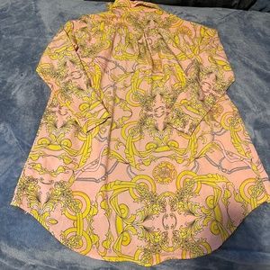 Scarf Print Oversized Shirt Dress